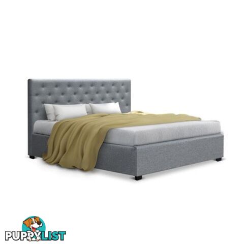 Artiss King Size Gas Lift Bed Frame Mattress Fabric Wooden Grey Ware - Artiss - 7427046174145