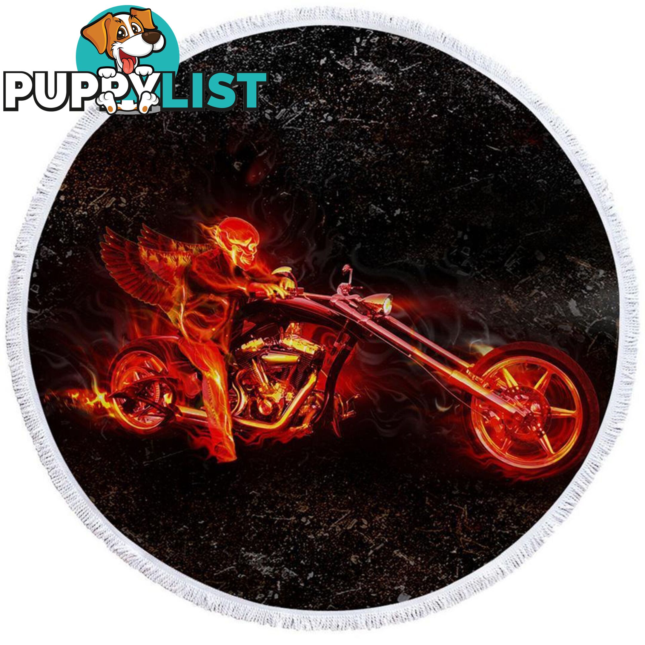 Biker on Fire Beach Towel - Towel - 7427046313797