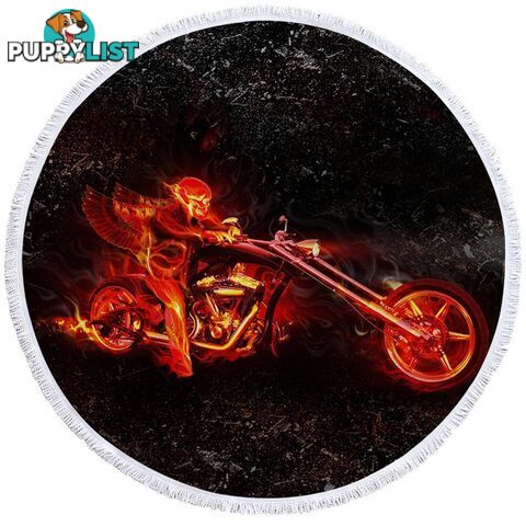 Biker on Fire Beach Towel - Towel - 7427046313797