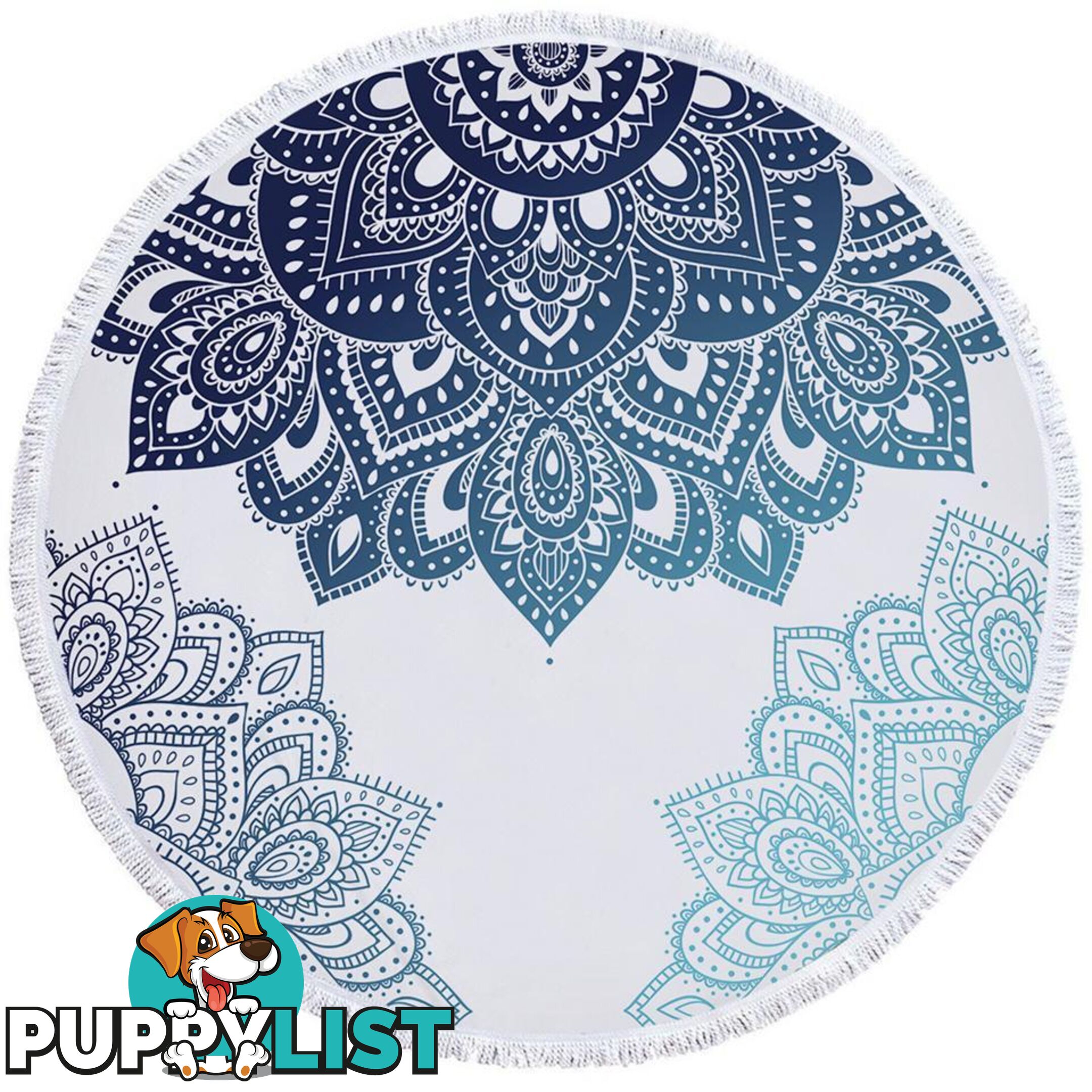 Teal Blue Mandala Beach Towel - Towel - 7427046307994