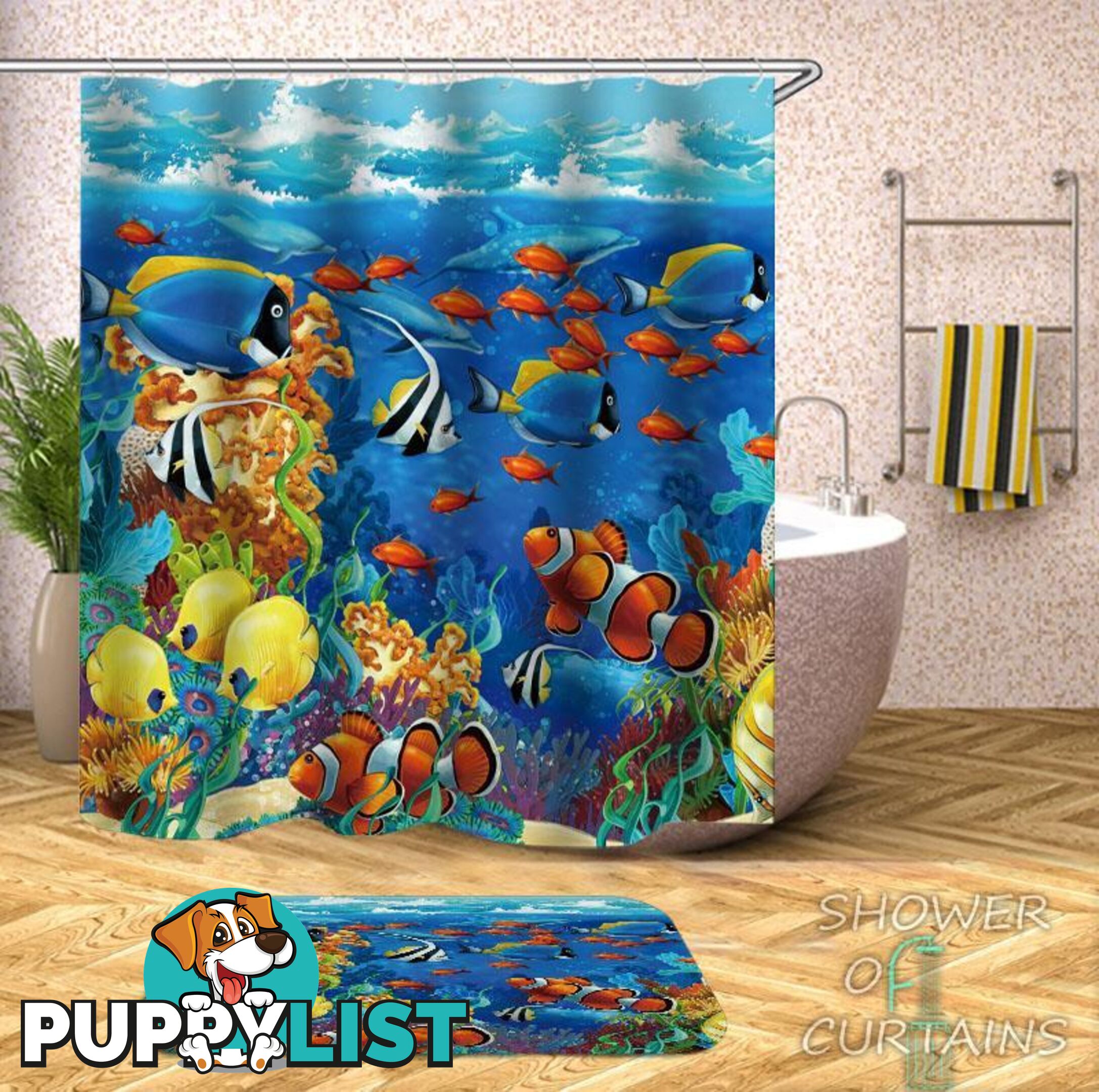 Multi Colored Oceanâs Life Shower Curtain - Curtain - 7427046286817