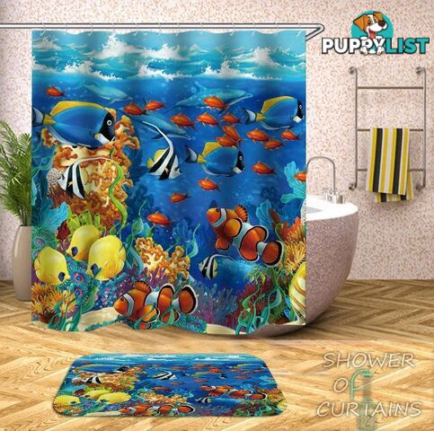 Multi Colored Oceanâs Life Shower Curtain - Curtain - 7427046286817