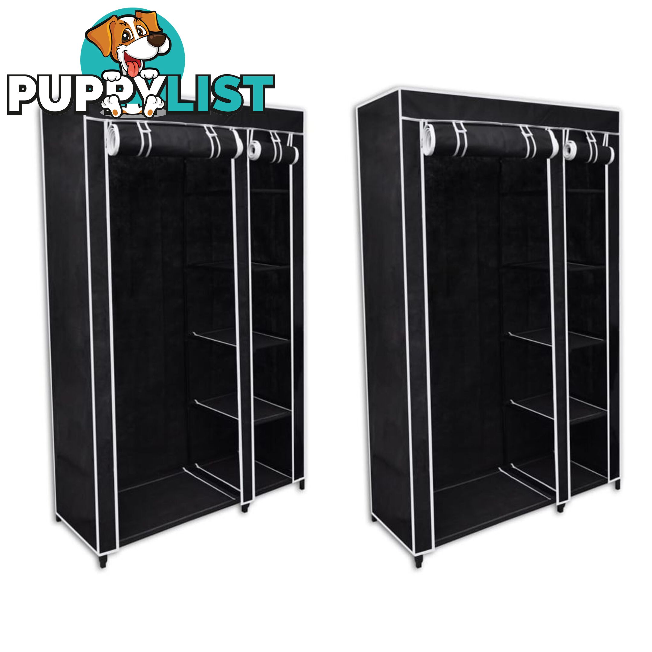 Folding Wardrobe - Black (Set of 2) - Unbranded - 4326500419880