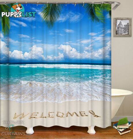 Welcome Beach Shower Curtain - Curtain - 7427046283090