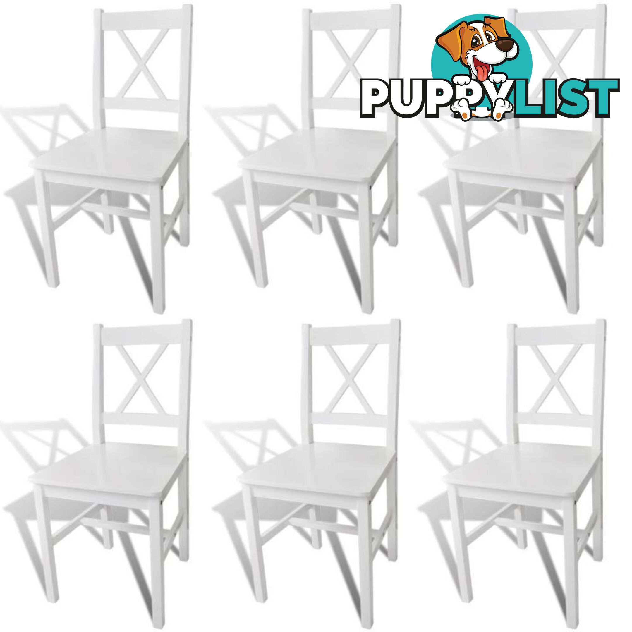 Wood Dinning Chair (Set of 6) - White - Unbranded - 4326500438256