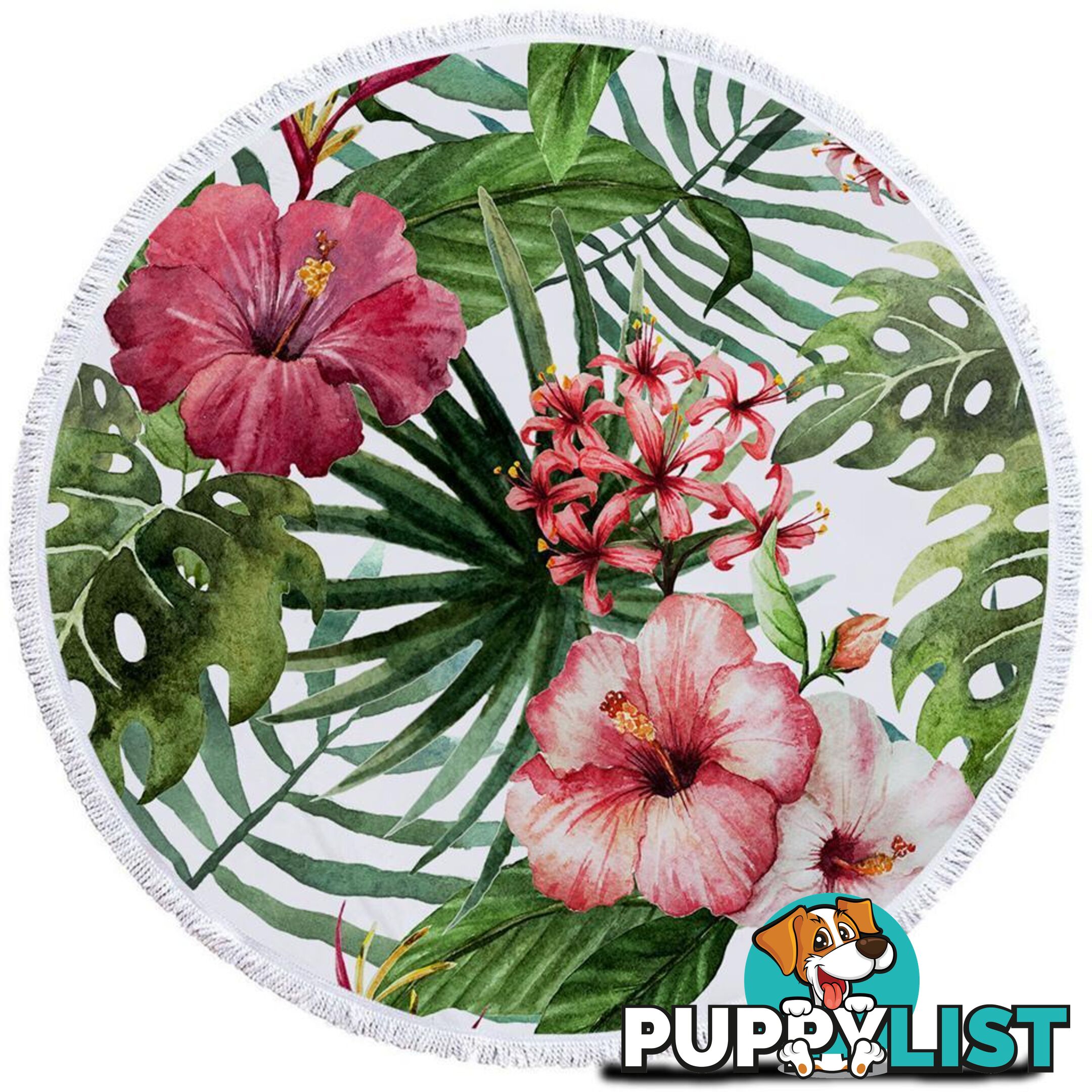 Hibiscus and Tropical Leaves Beach Towel - Towel - 7427046320726