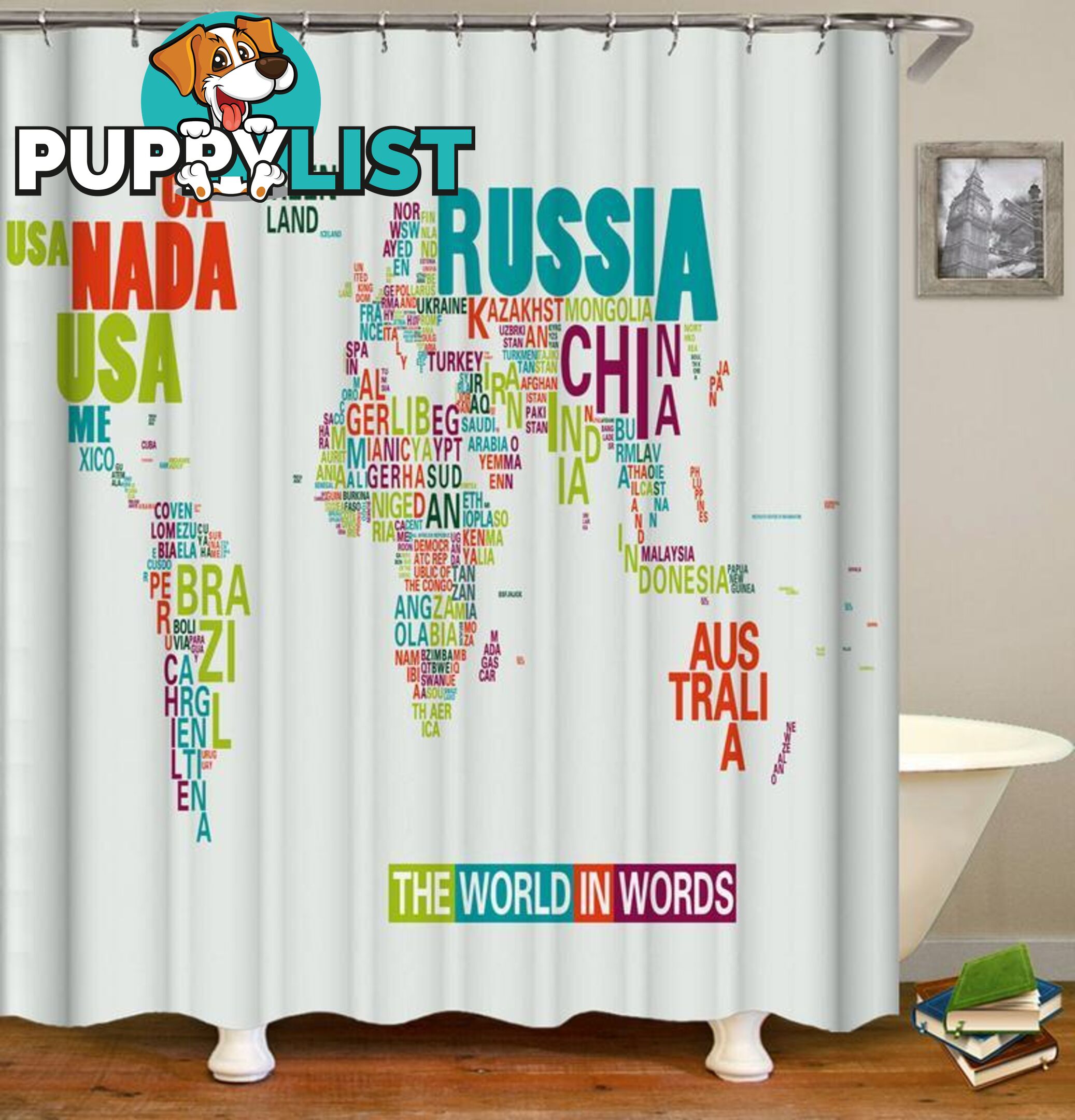 The World In Words Shower Curtain - Curtain - 7427045986961