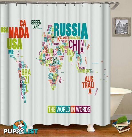 The World In Words Shower Curtain - Curtain - 7427045986961