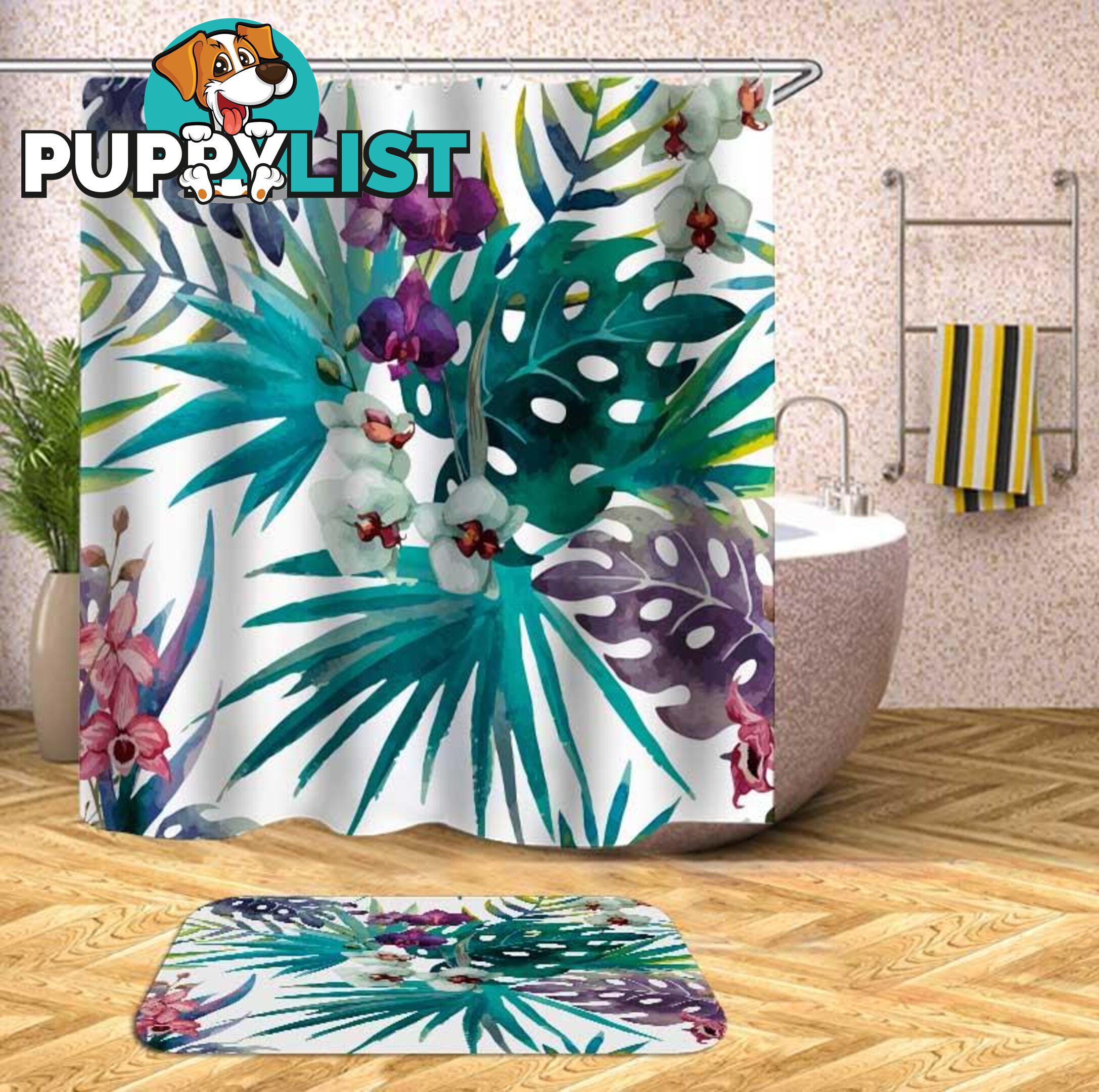 Colorful Tropical Leaves Shower Curtain - Curtain - 7427046100953