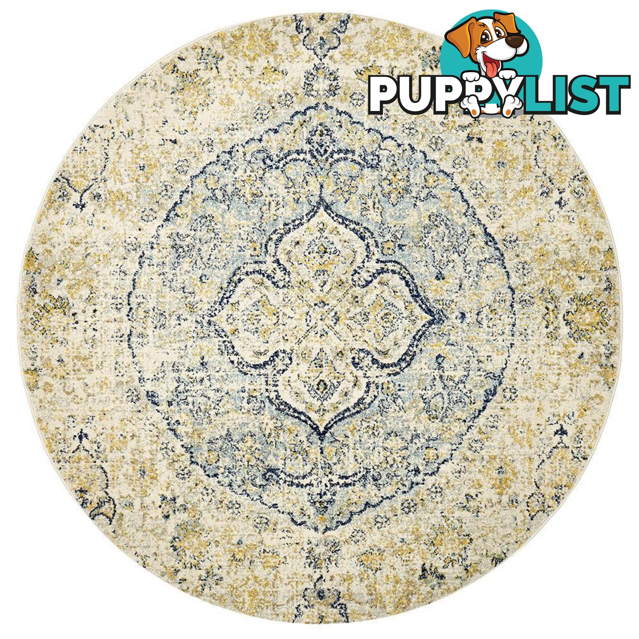 Museum Tyler Sky Blue Round Rug - Unbranded - 9375321850230