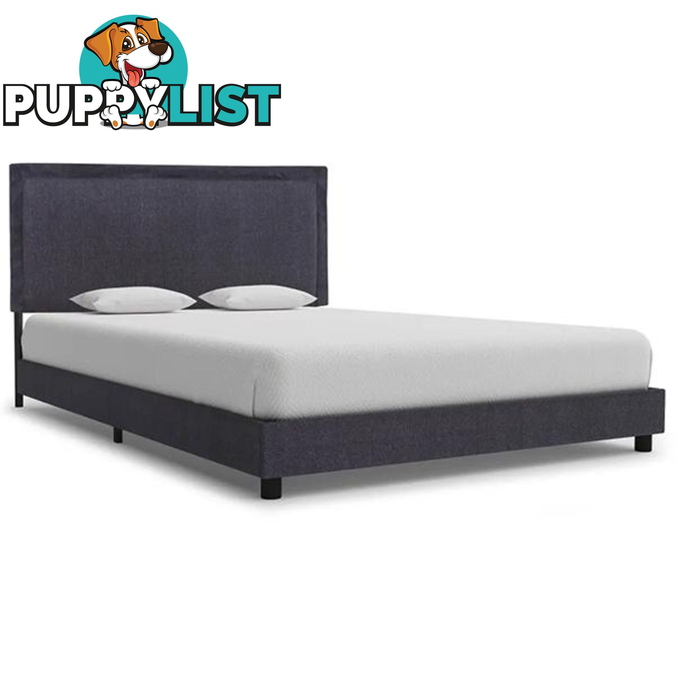 Bed Frame Dark Grey Fabric Queen - Unbranded - 9476062113353