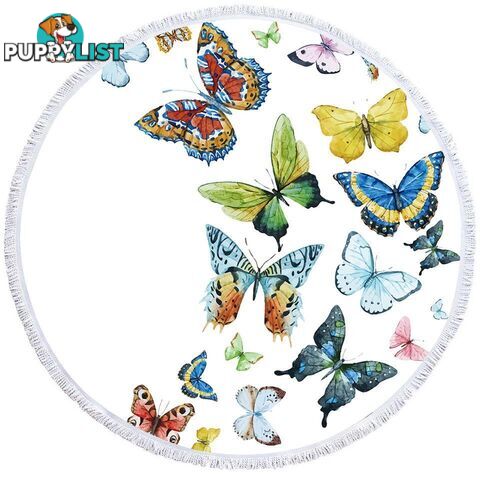 White Background Multi Colored Butterflies Beach Towel - Towel - 7427046312523