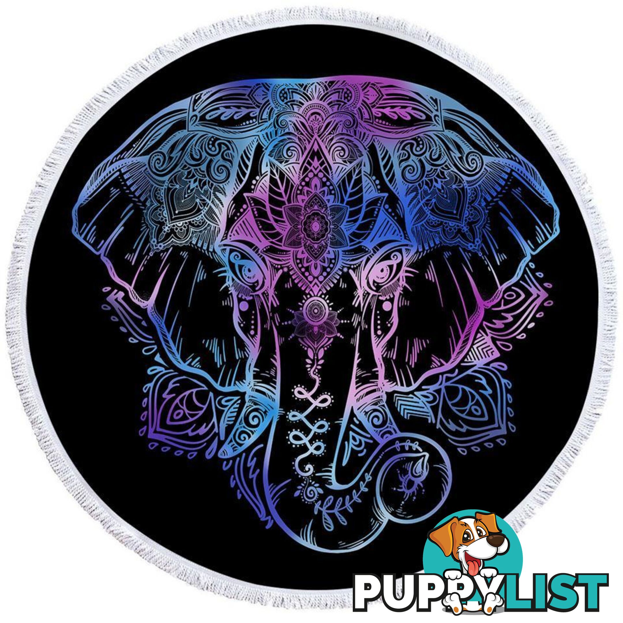 Blue Purple Indian Elephant Beach Towel - Towel - 7427046312370