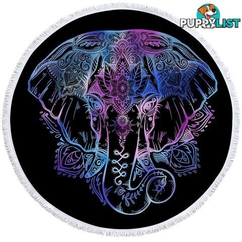 Blue Purple Indian Elephant Beach Towel - Towel - 7427046312370