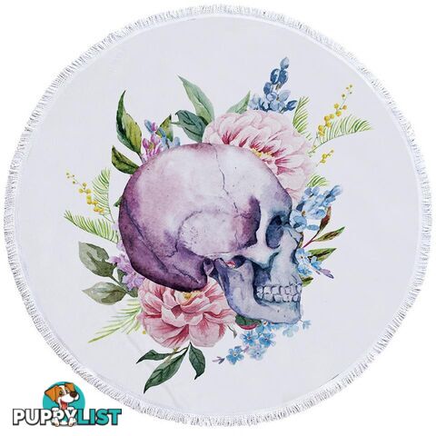 Floral Human Skull Beach Towel - Towel - 7427046308403