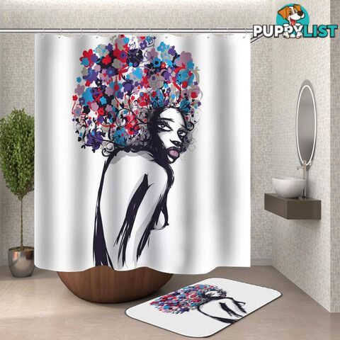 Multi Colored Afro Girl Drawing Shower Curtain - Curtains - 7427046141307