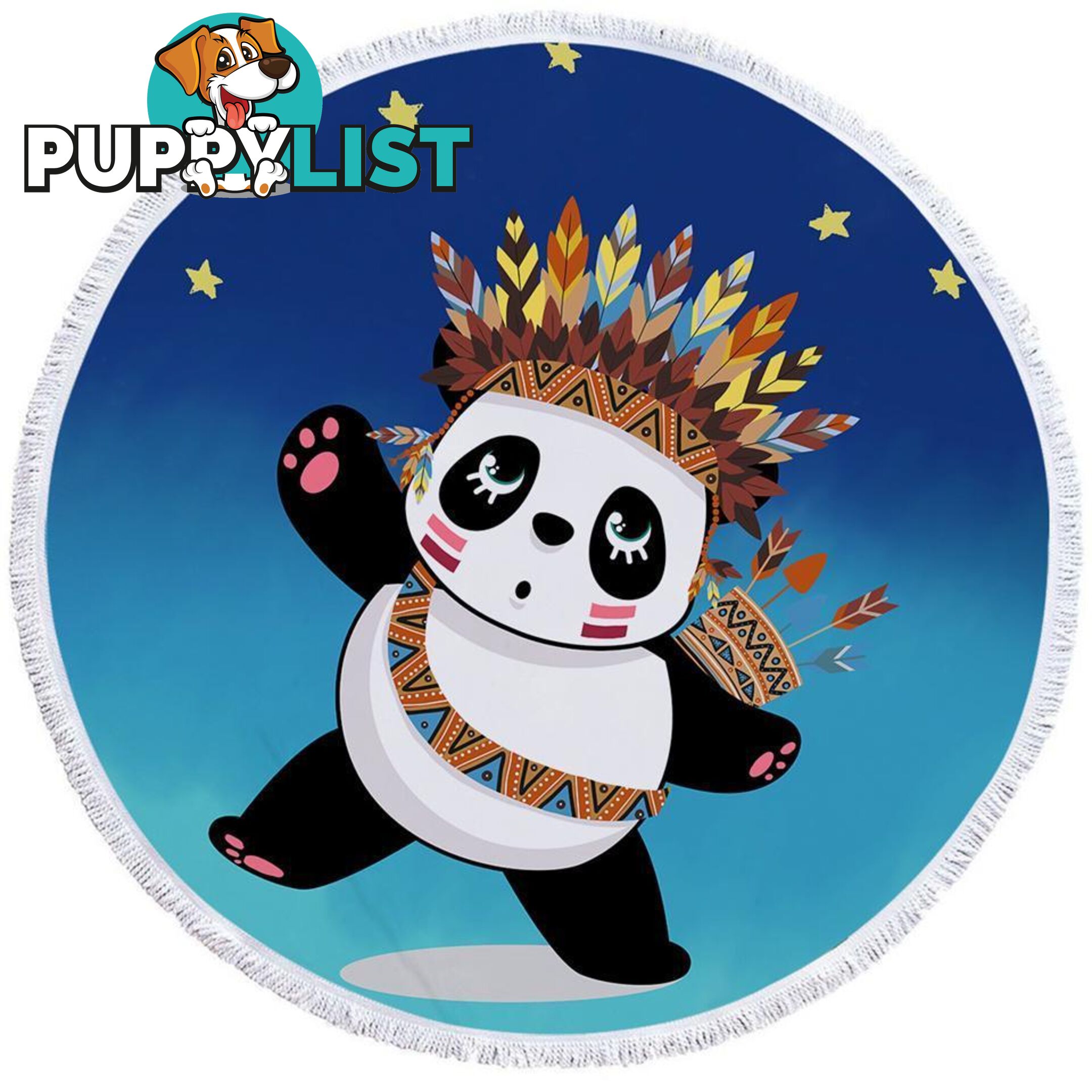 Native American Panda Beach Towel - Towel - 7427046309776