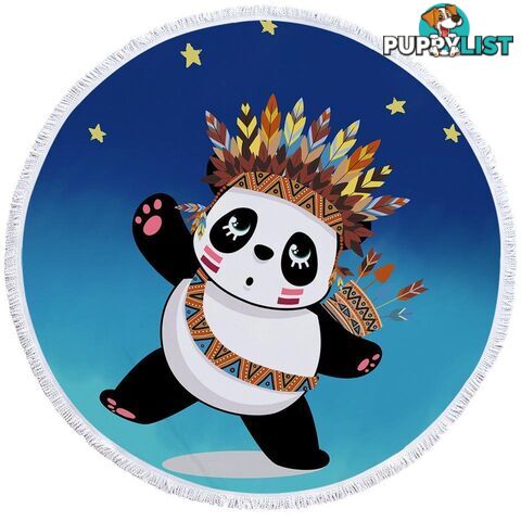 Native American Panda Beach Towel - Towel - 7427046309776