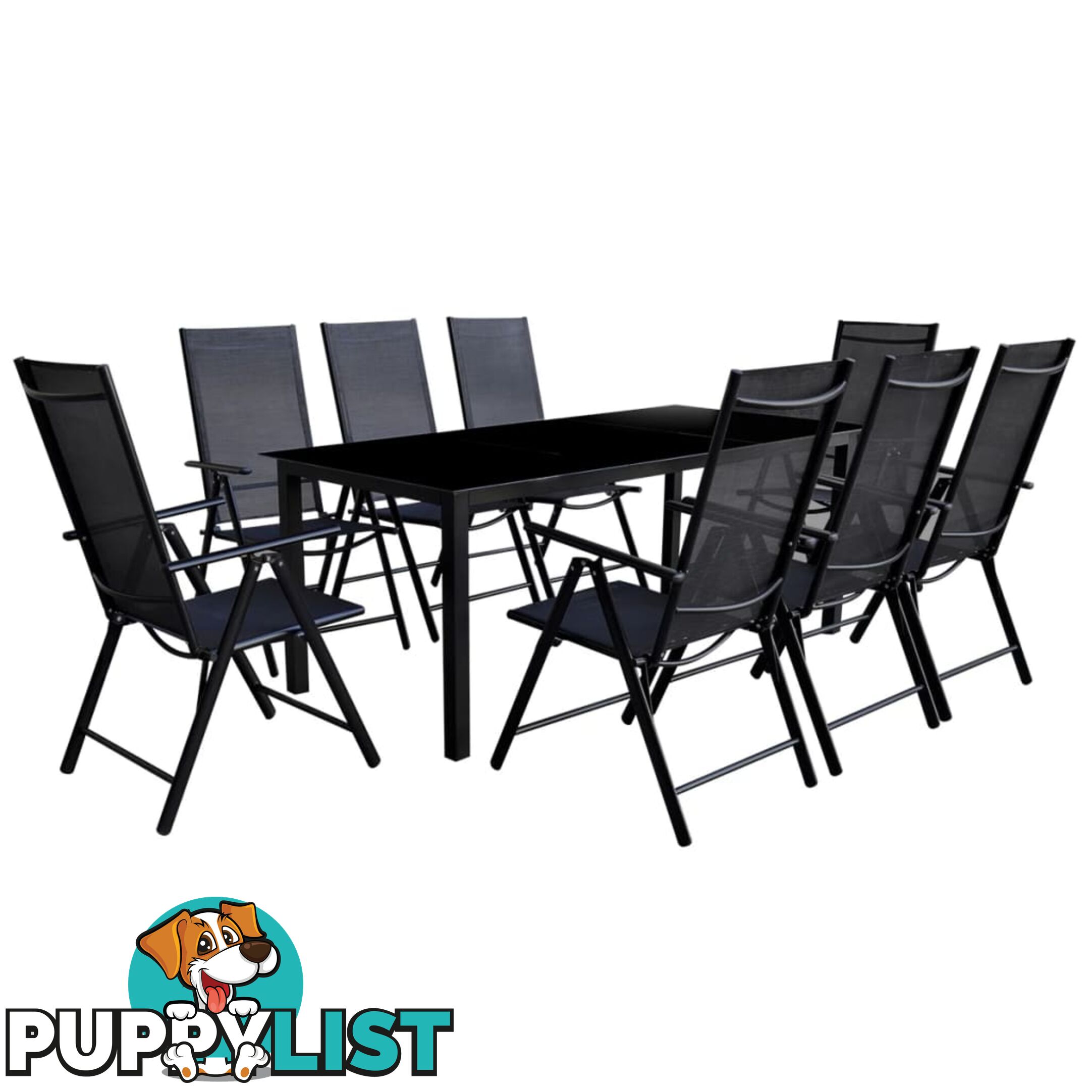 Outdoor Dining Set 9 Pieces Aluminum Black - Unbranded - 9476062038335