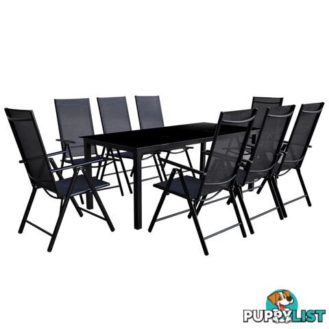 Outdoor Dining Set 9 Pieces Aluminum Black - Unbranded - 9476062038335