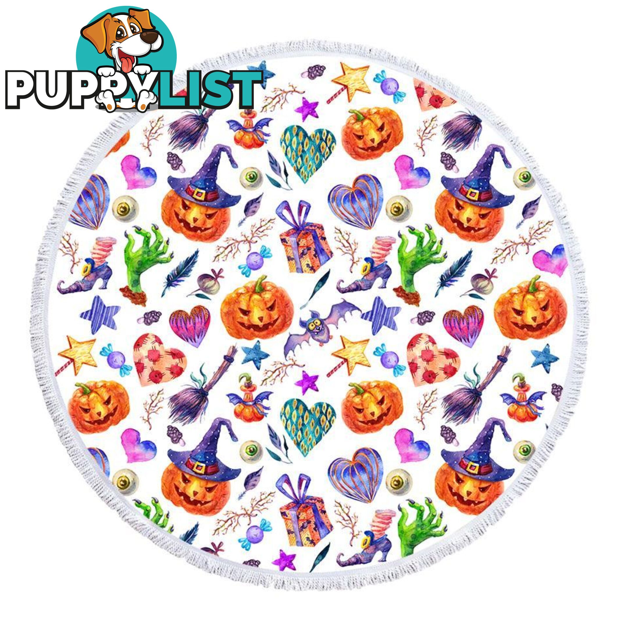 Colorful Halloween Pattern Beach Towel - Towel - 7427046342278