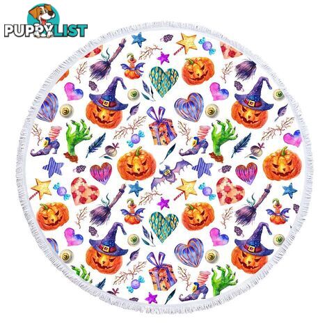 Colorful Halloween Pattern Beach Towel - Towel - 7427046342278