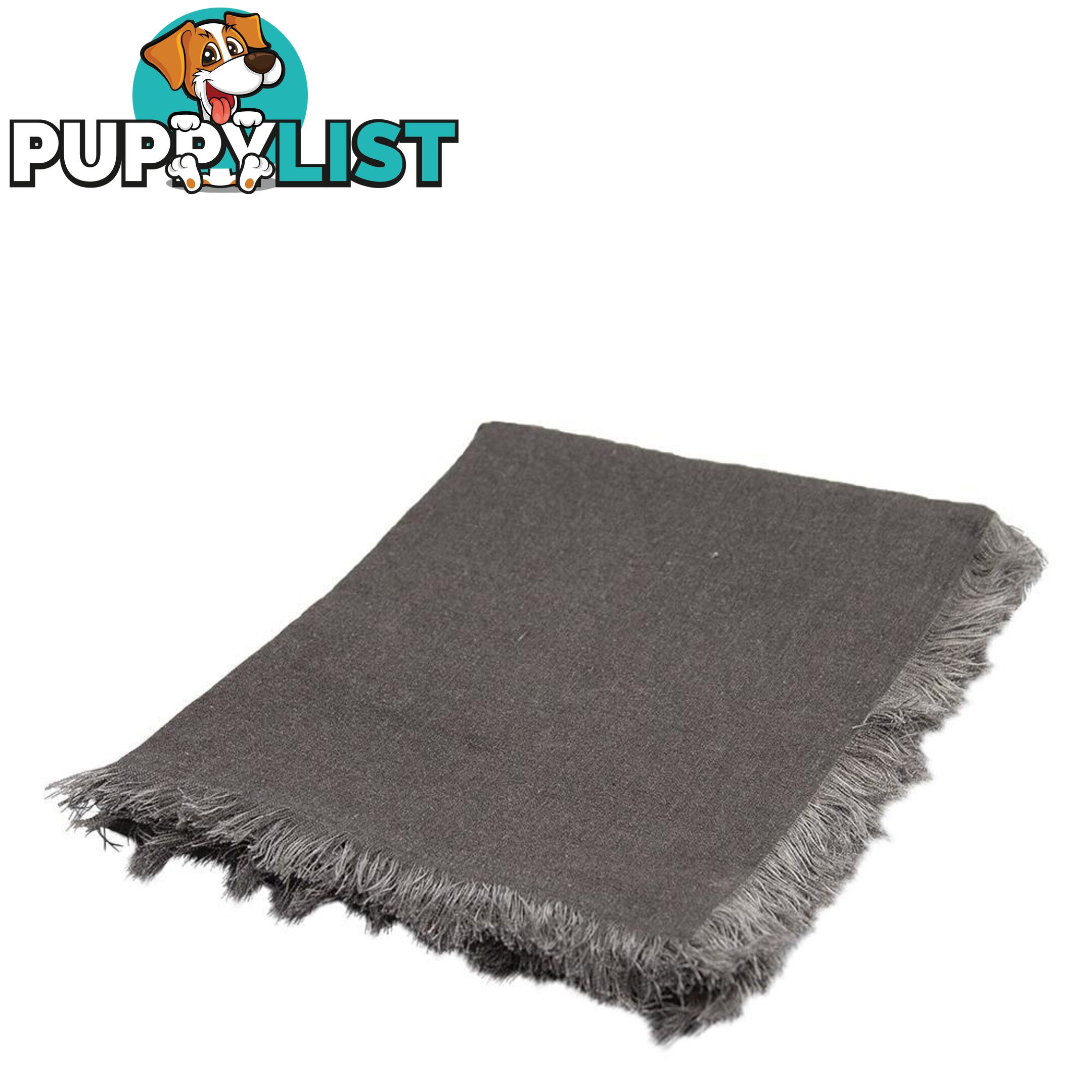 Mercer Linen Throw with fringes 125x150cm Charcoal - Unbranded - 7427046152860