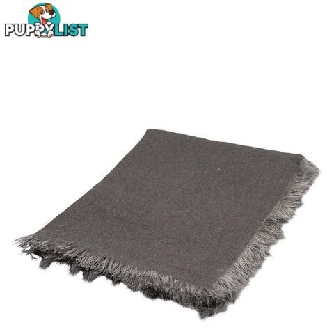 Mercer Linen Throw with fringes 125x150cm Charcoal - Unbranded - 7427046152860