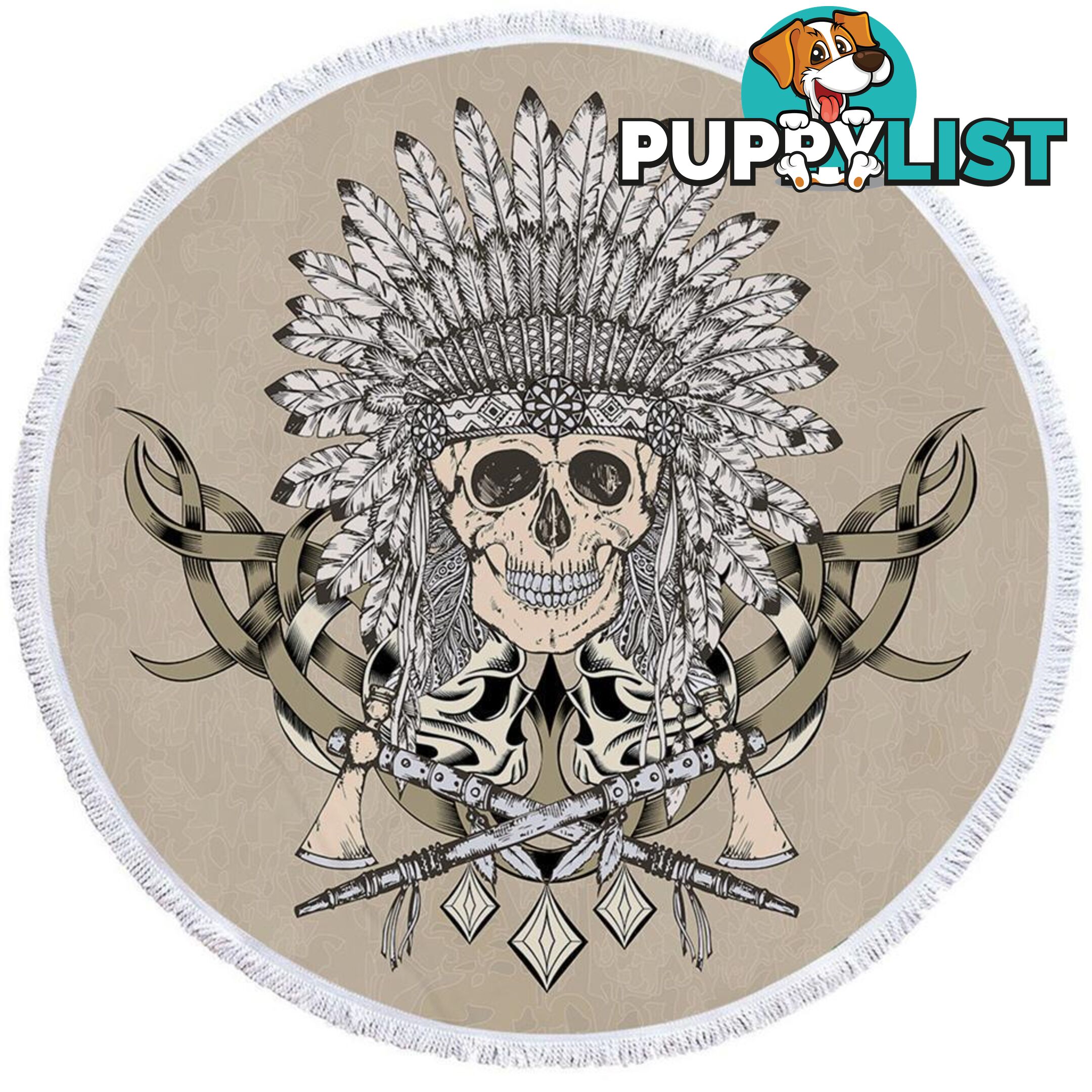 Native American Chief Skull Beach Towel - Towel - 7427046313094