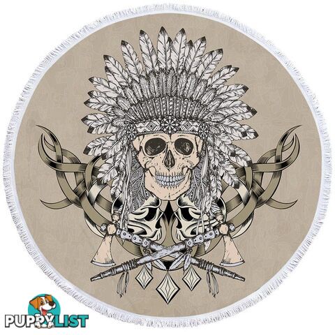 Native American Chief Skull Beach Towel - Towel - 7427046313094