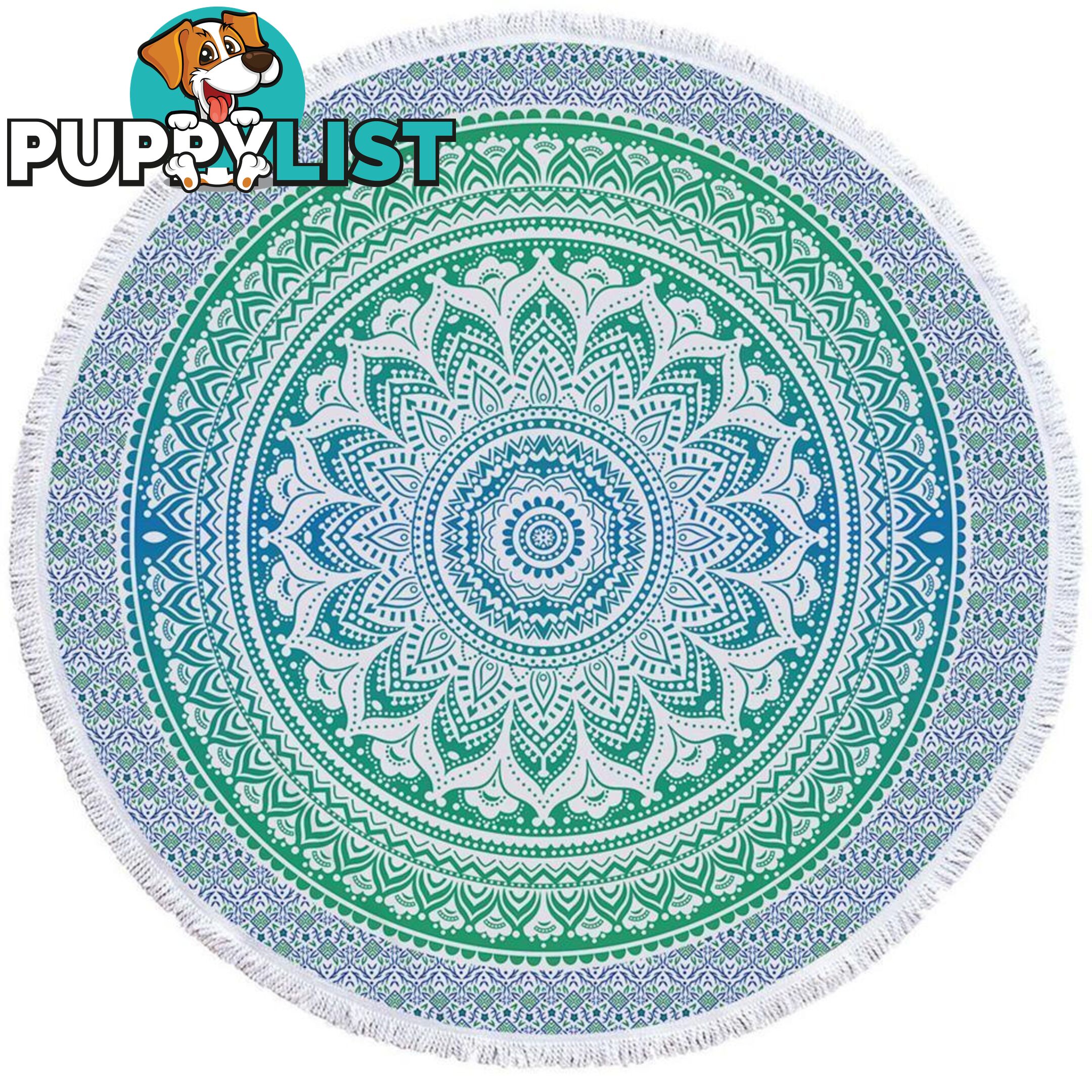 Green and Blue Hues Mandala Beach Towel - Towel - 7427046328326