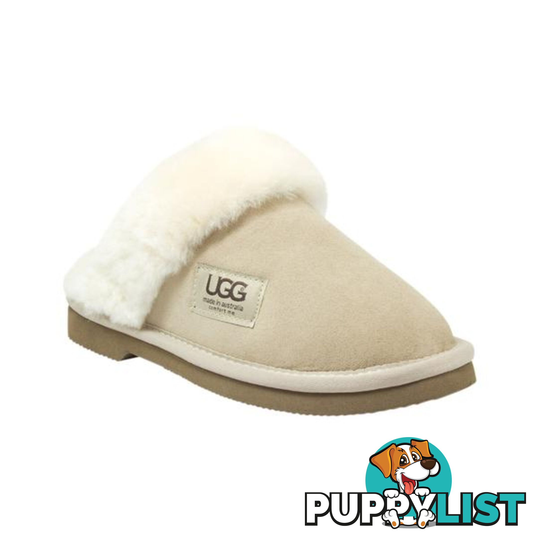 UGG Merino Sheepskin Fur Trim Scuff Memory Foam Sand - UGG - 822427524187