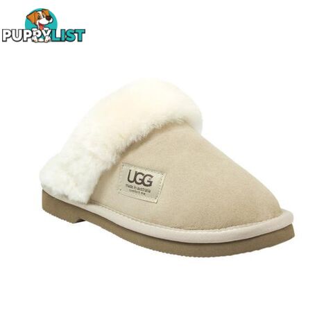 UGG Merino Sheepskin Fur Trim Scuff Memory Foam Sand - UGG - 822427524187