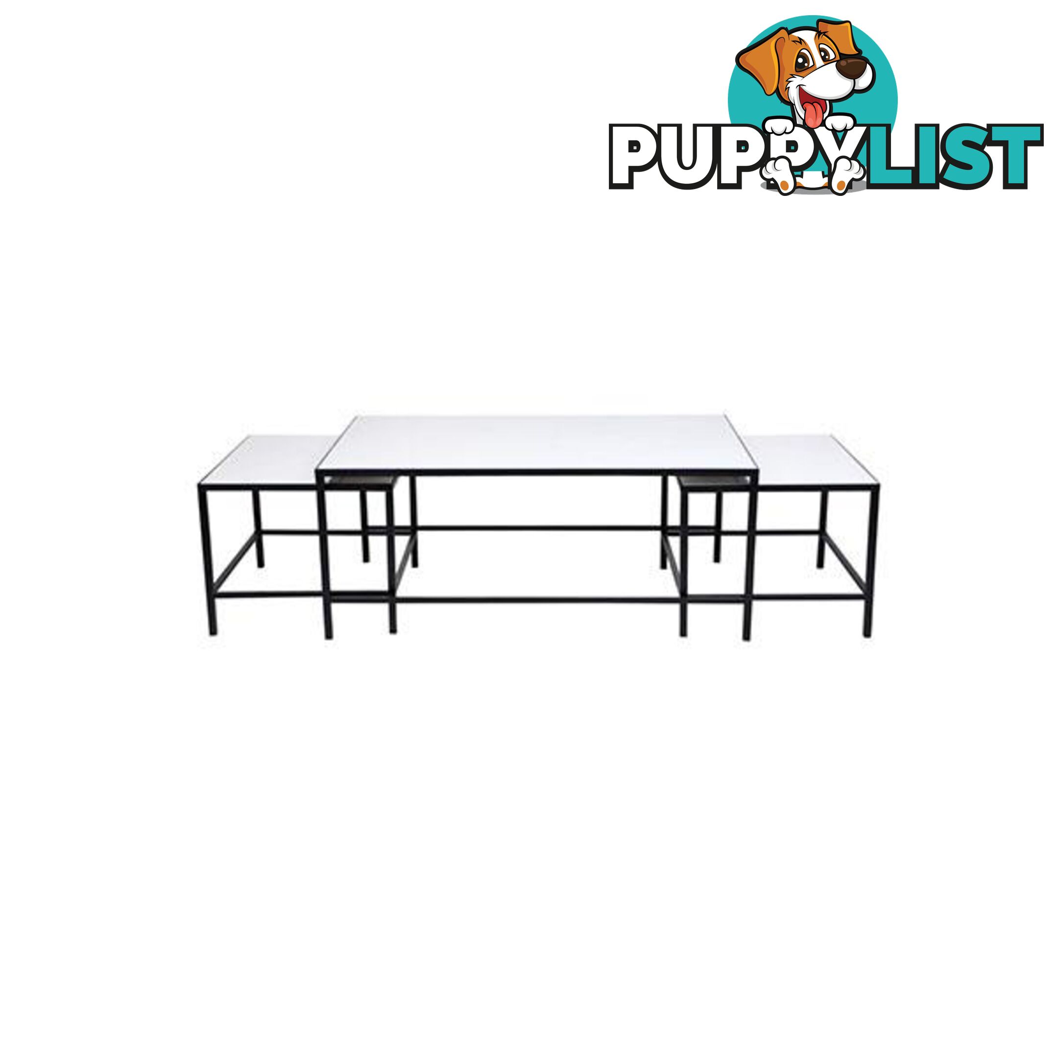 3 Pcs Cocktail Coffee Table White - Coffee Table - 9320294098097