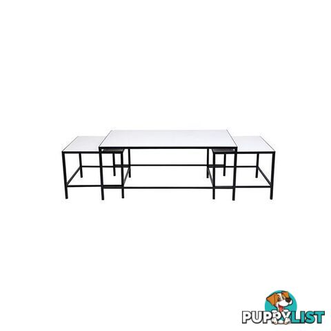 3 Pcs Cocktail Coffee Table White - Coffee Table - 9320294098097