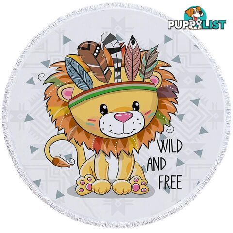 Sweet Native American Lion Cub Beach Towel - Towel - 7427046316811