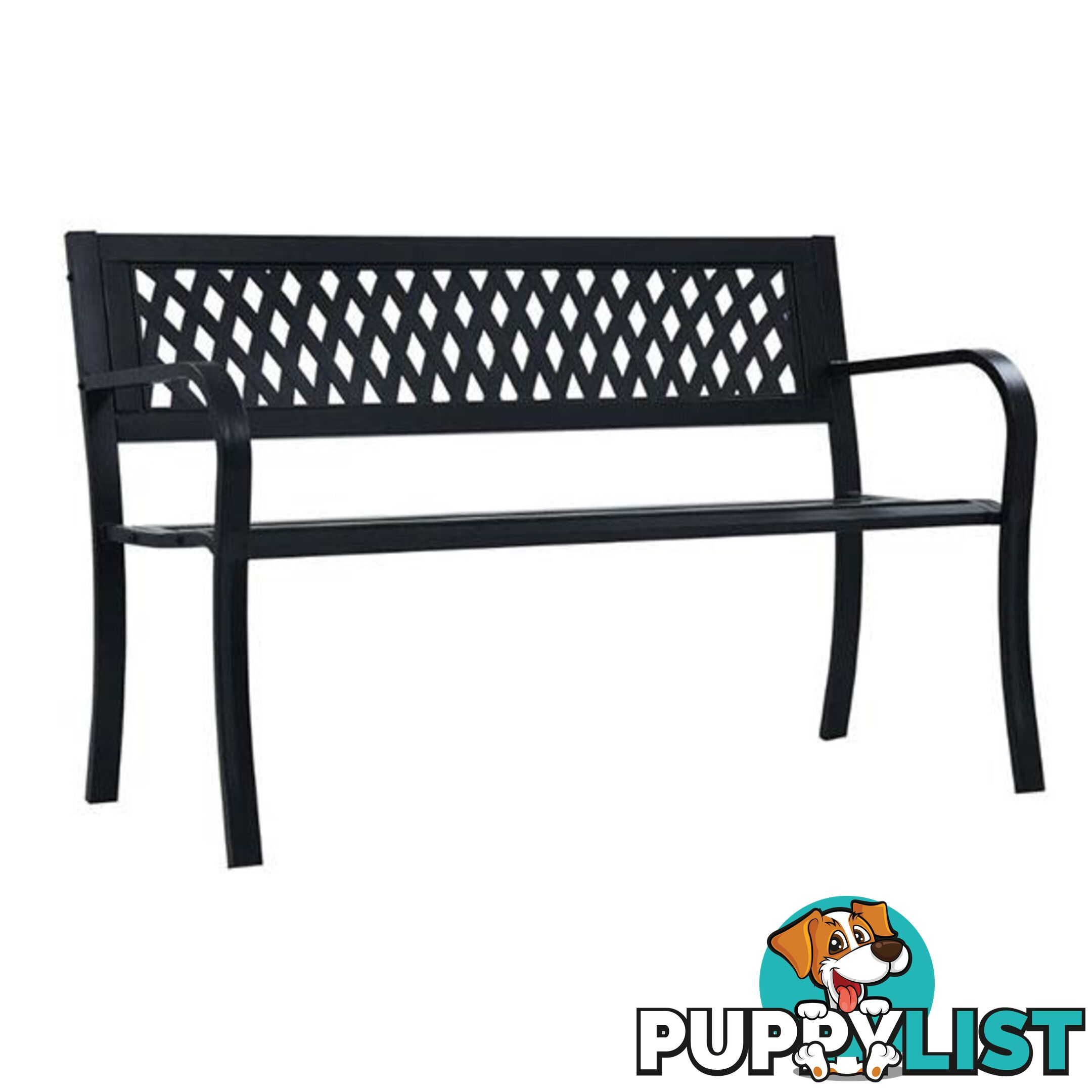 Garden Bench 125 Cm Black Steel With Plastic Backrest - Unbranded - 8719883745985