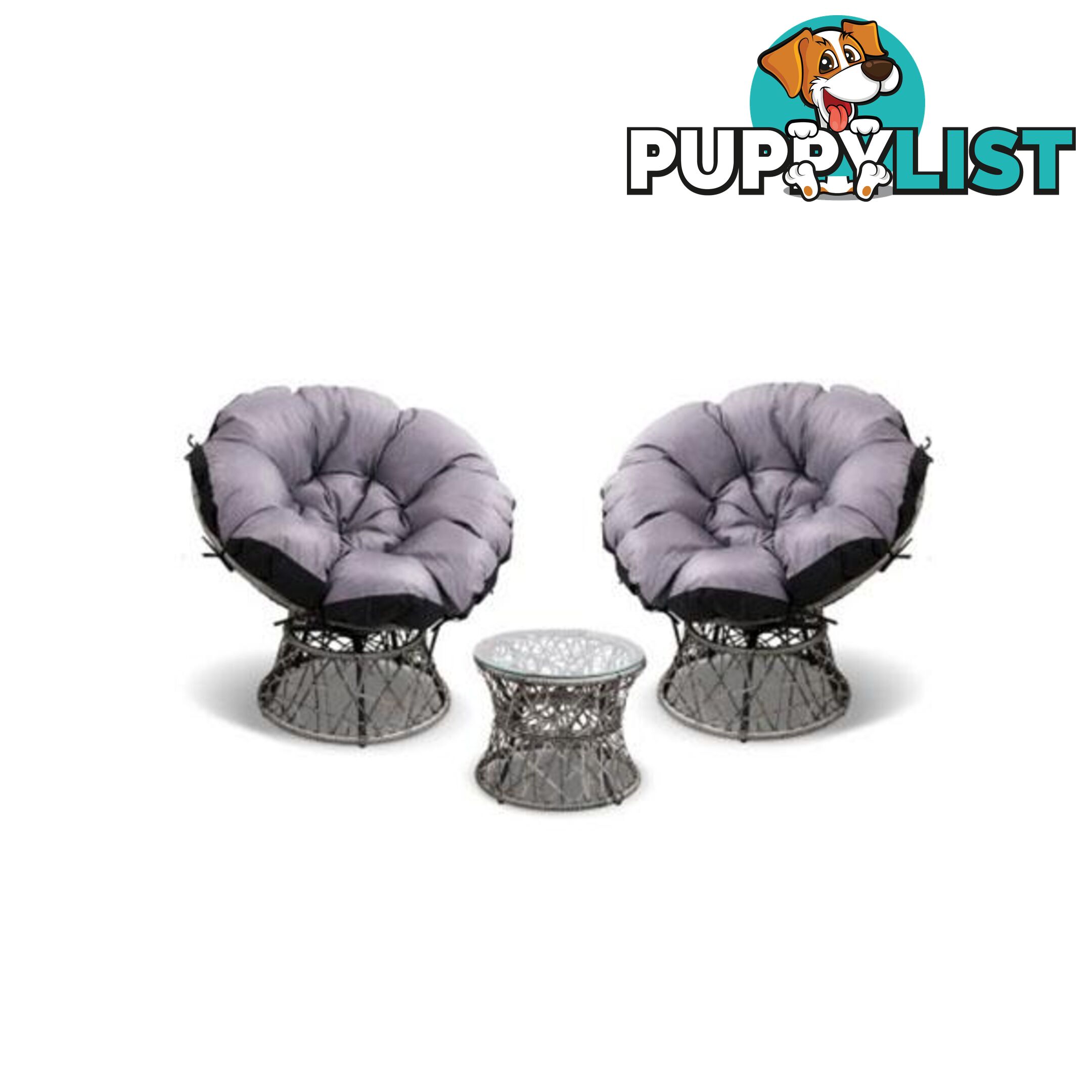 Papasan Chair and Side Table Set - Gardeon - 9350062197707