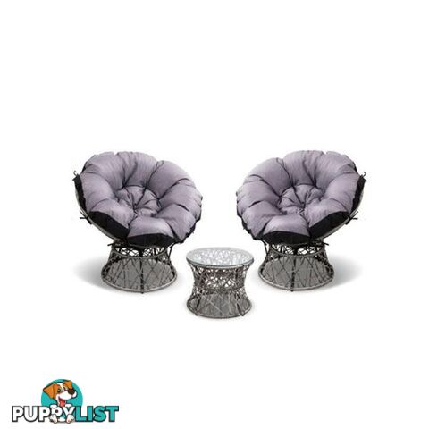 Papasan Chair and Side Table Set - Gardeon - 9350062197707