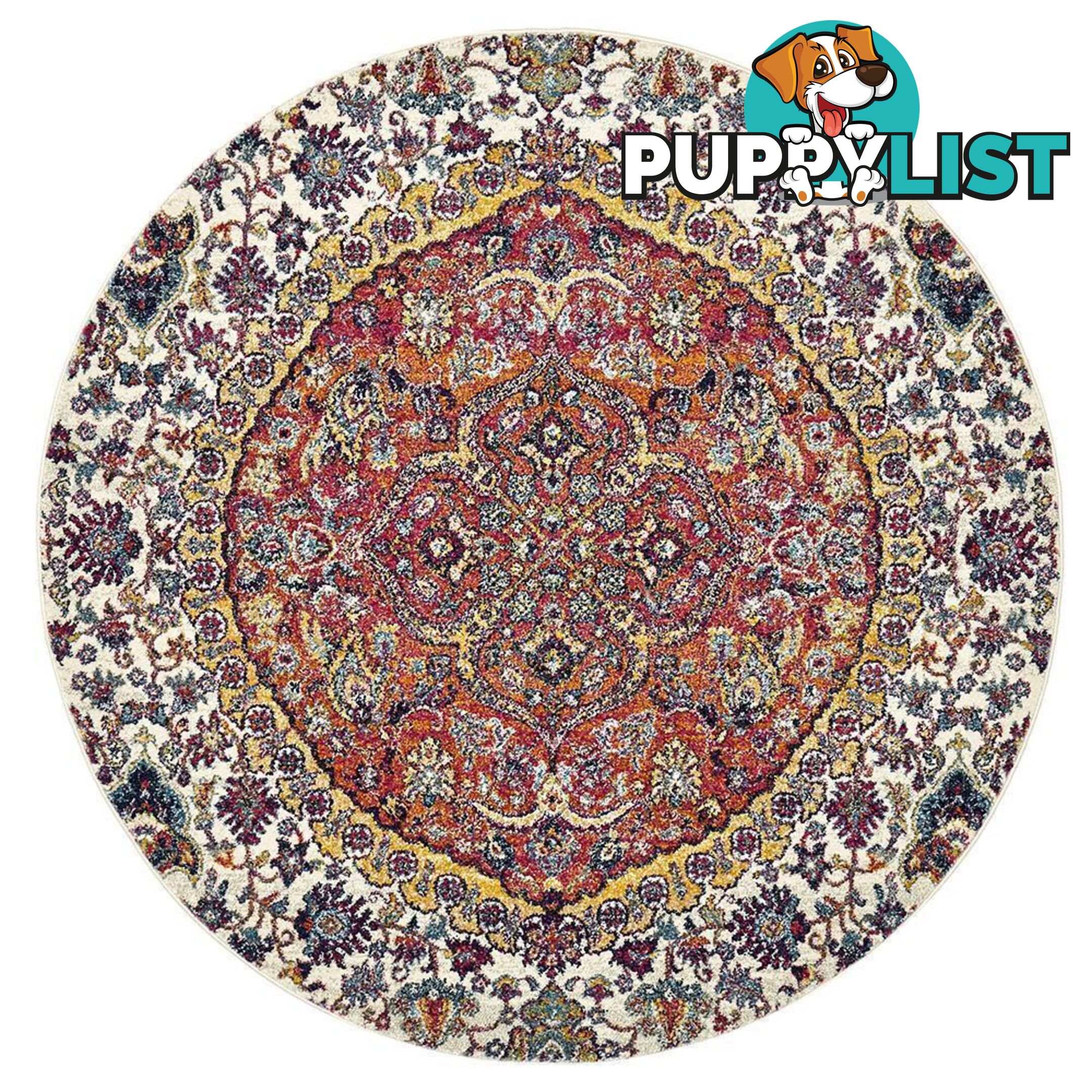 Museum Shelly Rust Round Rug - Unbranded - 9375321850131