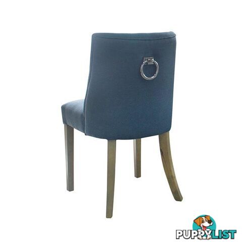 2 Ophelia Dining Chair Blue Silver Ring Wood Legs - Dining Chair - 7427046211413