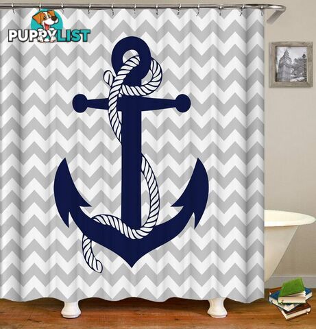 Anchor Wavy Background Shower Curtain - Curtain - 7427045904163