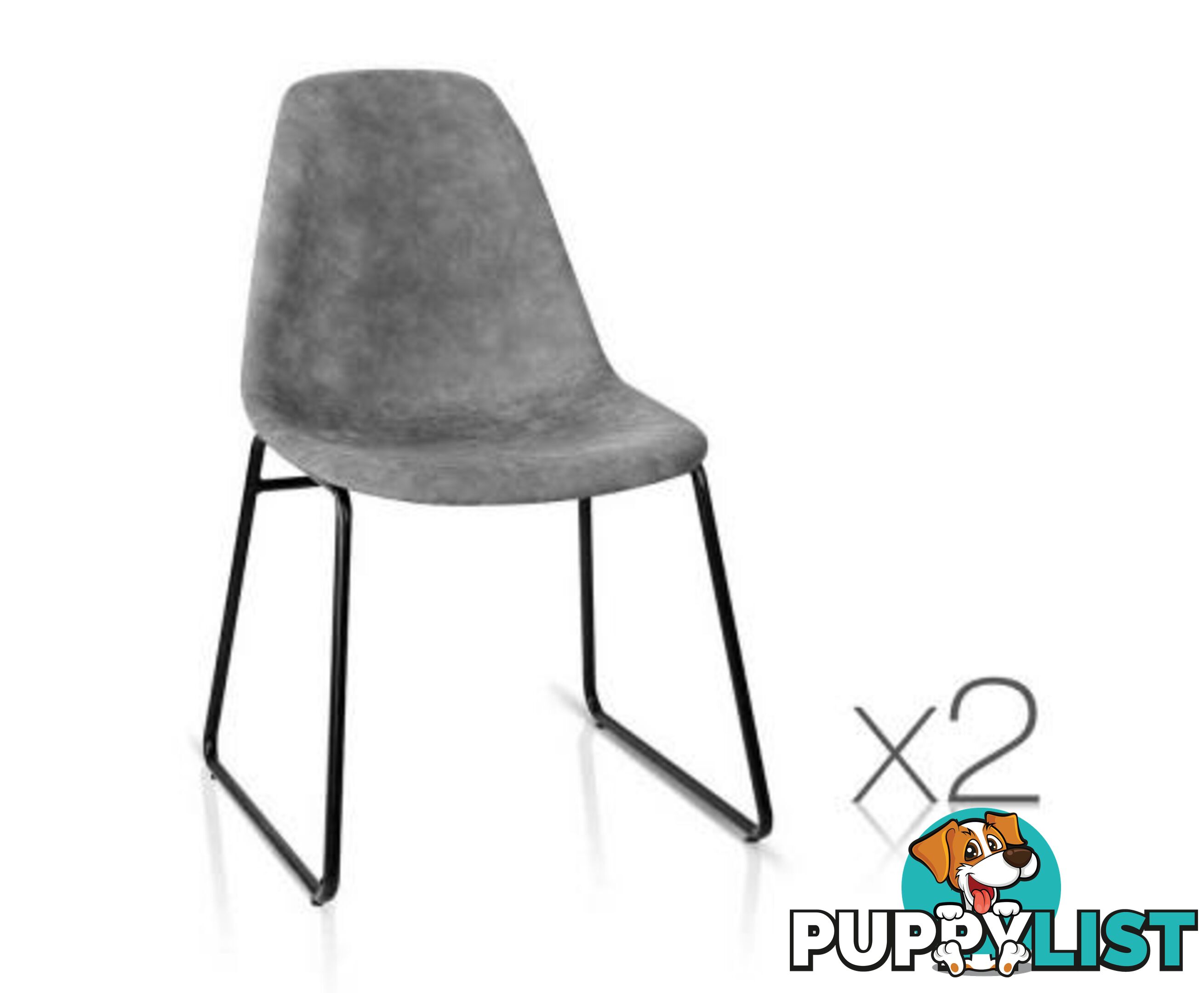 Set of 2 PU Leather Dining Chairs Grey - Artiss - 4344744397832