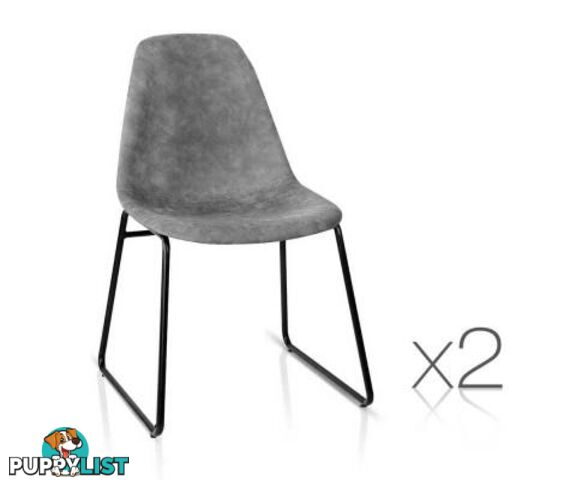 Set of 2 PU Leather Dining Chairs Grey - Artiss - 4344744397832