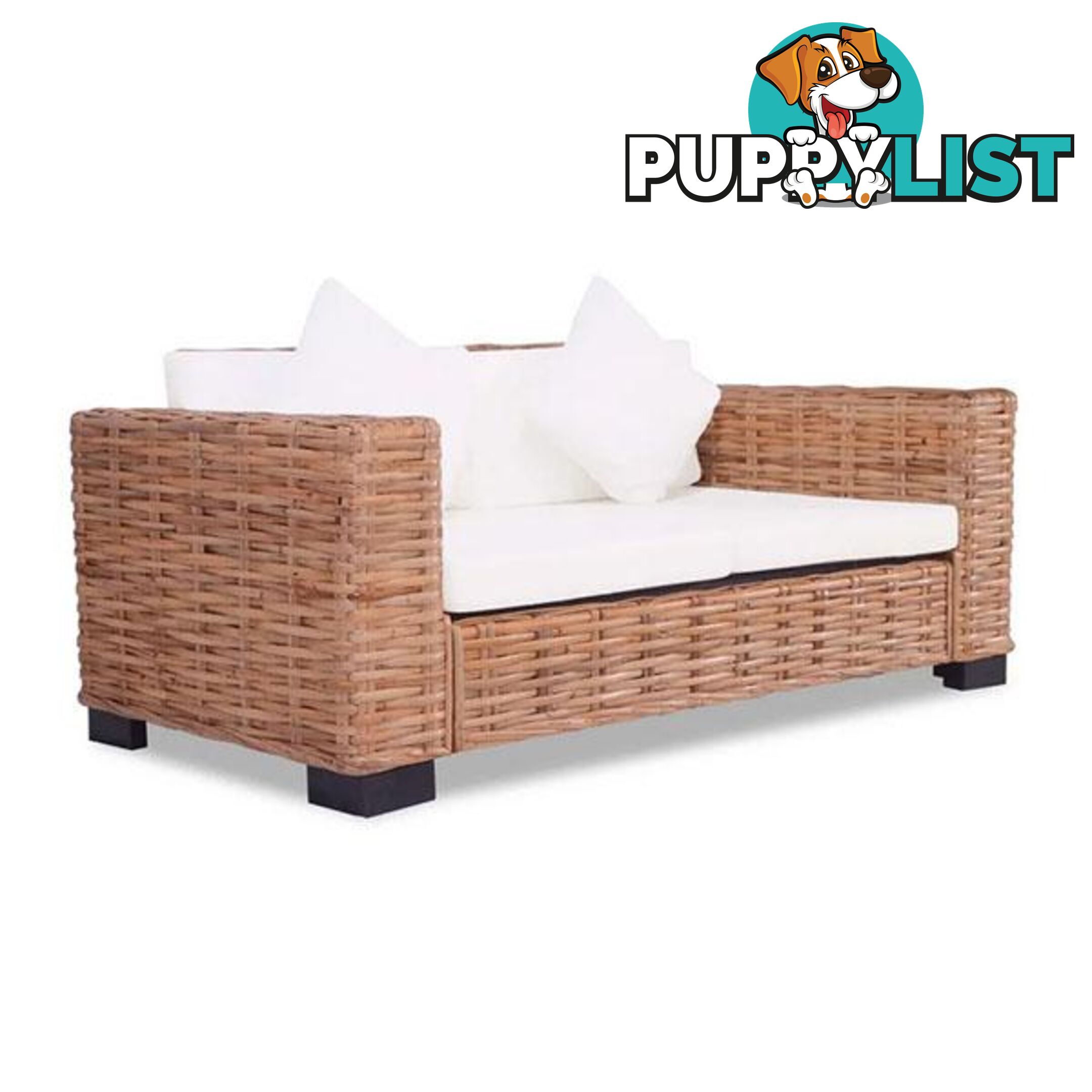 2 Seater Sofa Natural Rattan - Unbranded - 8718475558910