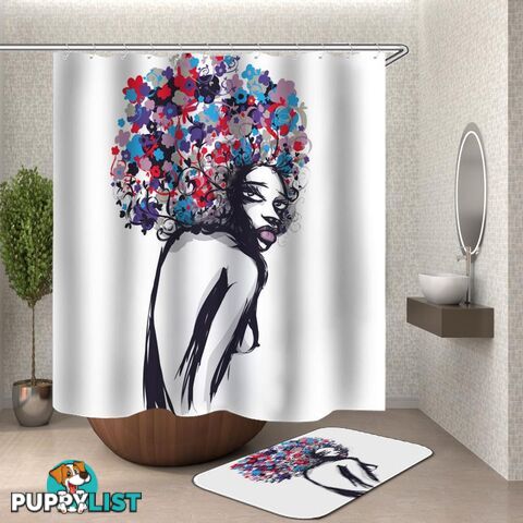 Multi Colored Afro Girl Drawing Shower Curtain - Curtains - 7427046141383