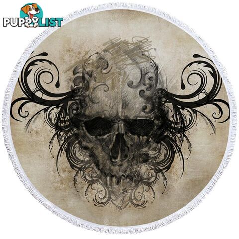 Scary Skull Drawing Beach Towel - Towel - 7427046320009