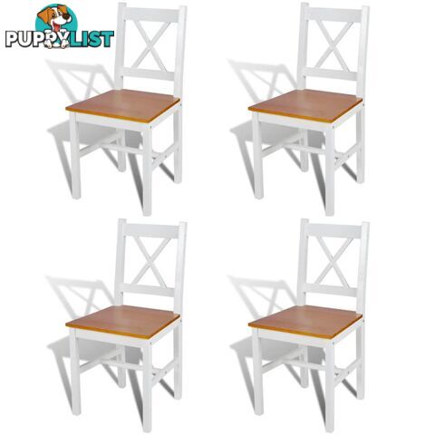 Dining Chairs Wood White And Natural Colour 4 Pcs - Unbranded - 7427046241823