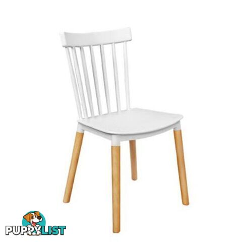 Dining Chairs Kitchen White Retro Rubber Wood Cafe Seat X4 - Artiss - 9355720039221