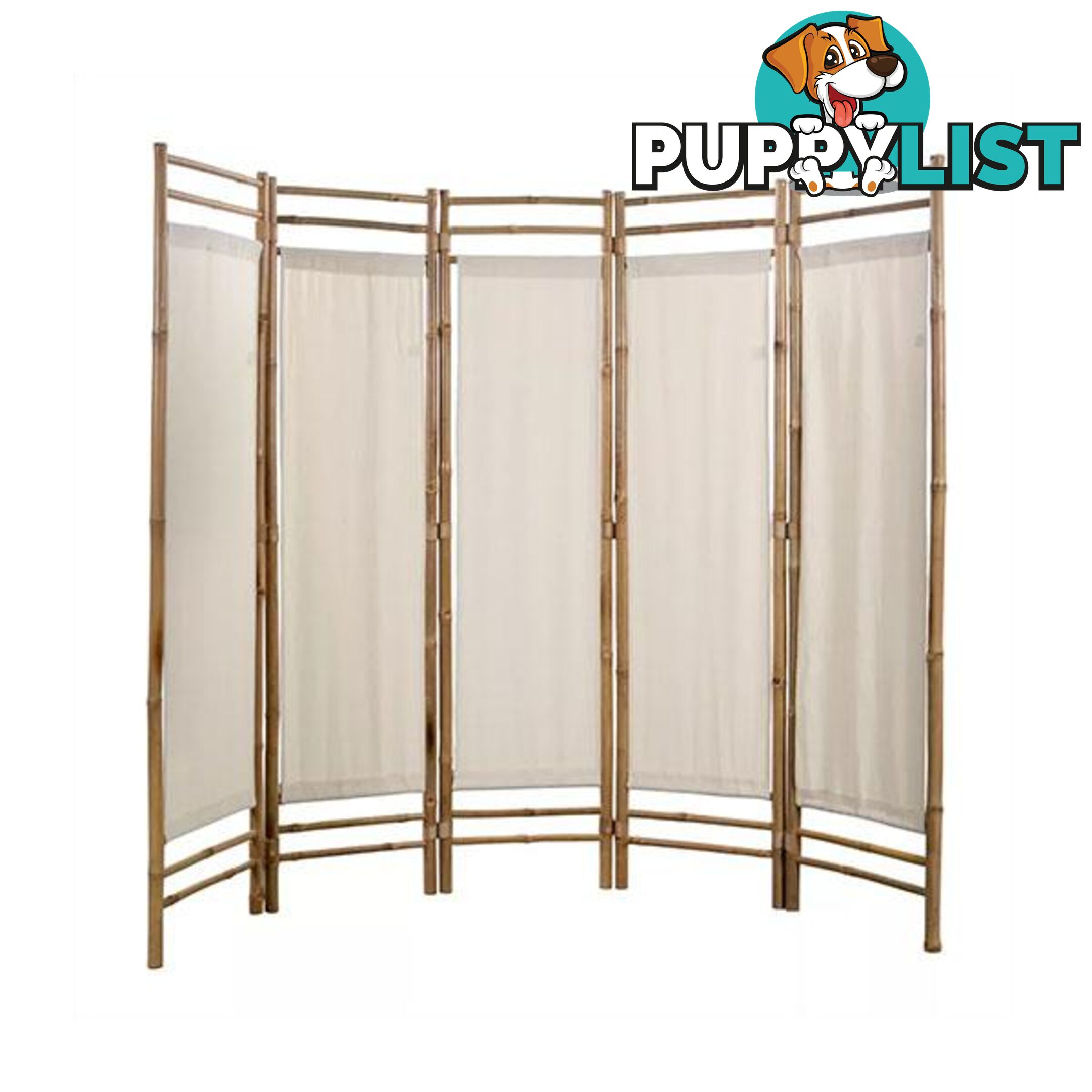 Folding 5 Panel Room Divider Bamboo And Canvas 200 Cm - Unbranded - 8718475576846